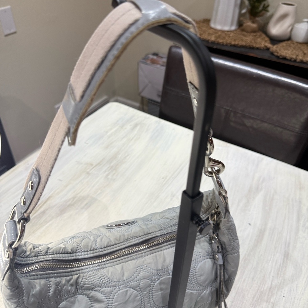 Coach Quilted Signature Hobo Shoulder Bag in Light Gray - Picture 6 of 13